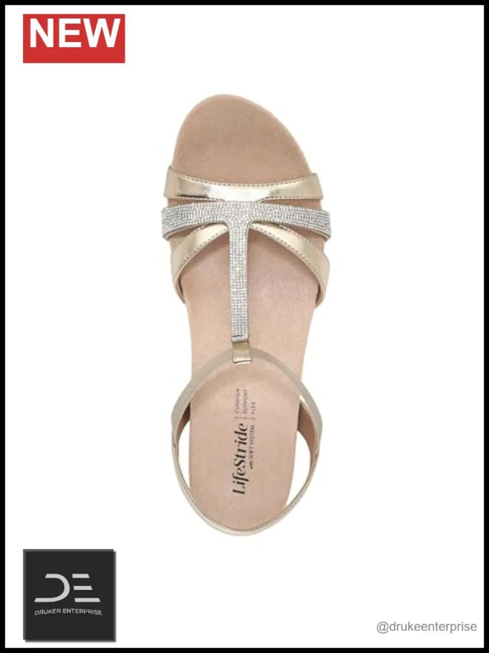 Wedge Sandals for Women Rhinestone Strappy Open Toe Comfortable Slip On